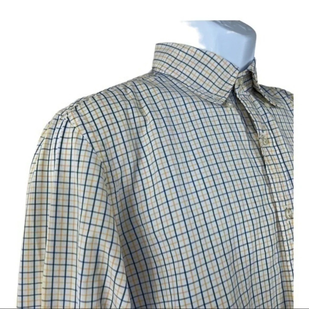J.Crew Men Casual Shirt Buttons Down Plaid Yellow Blue Sz M